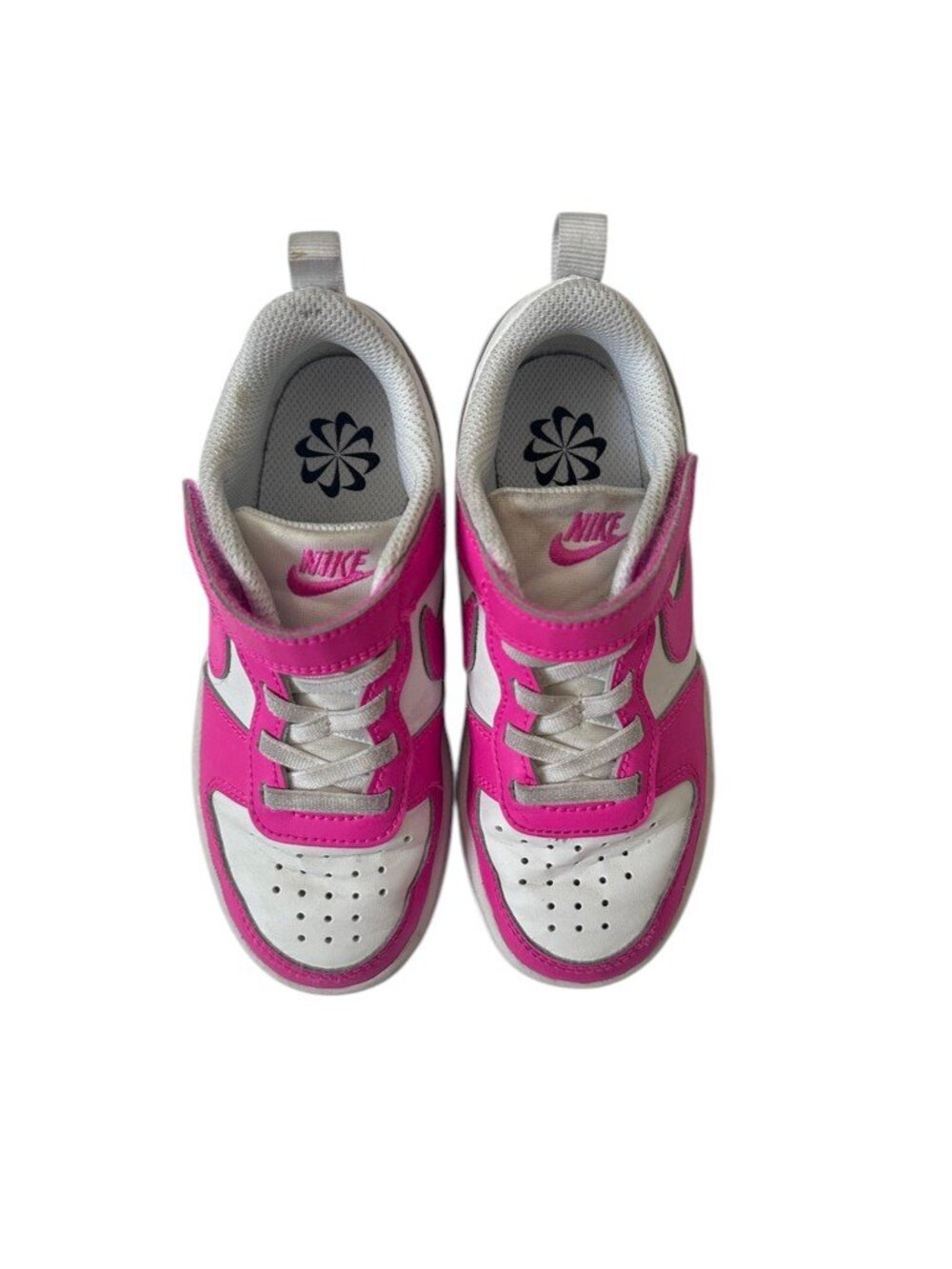 Nike Court Borough Low Sneakers Hot Pink White Girls Size 11C - Picture 2 of 5